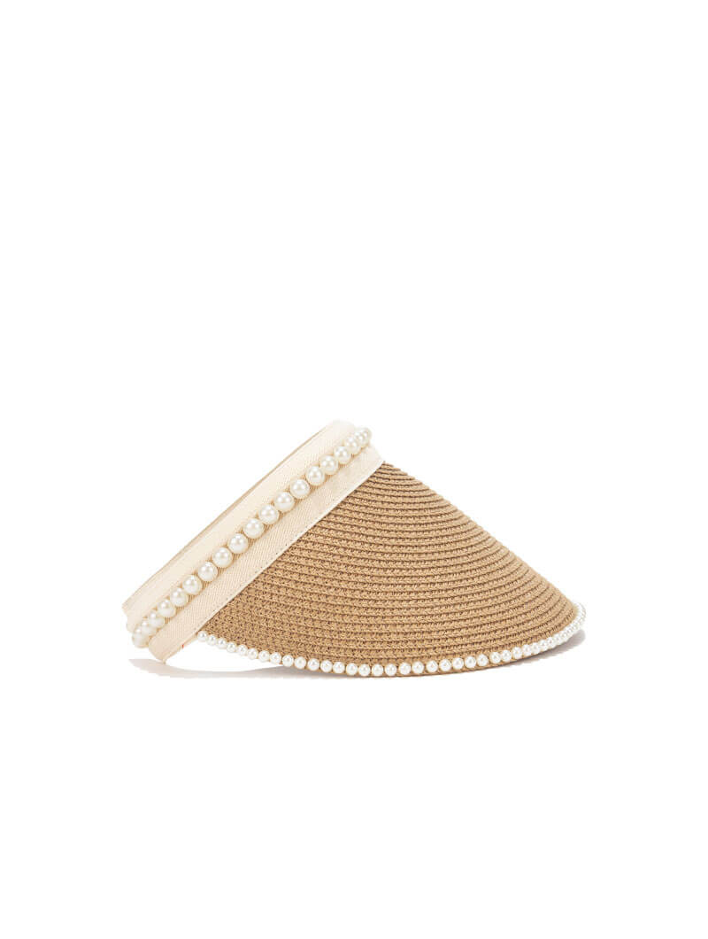 Chapeau en paille avec perles